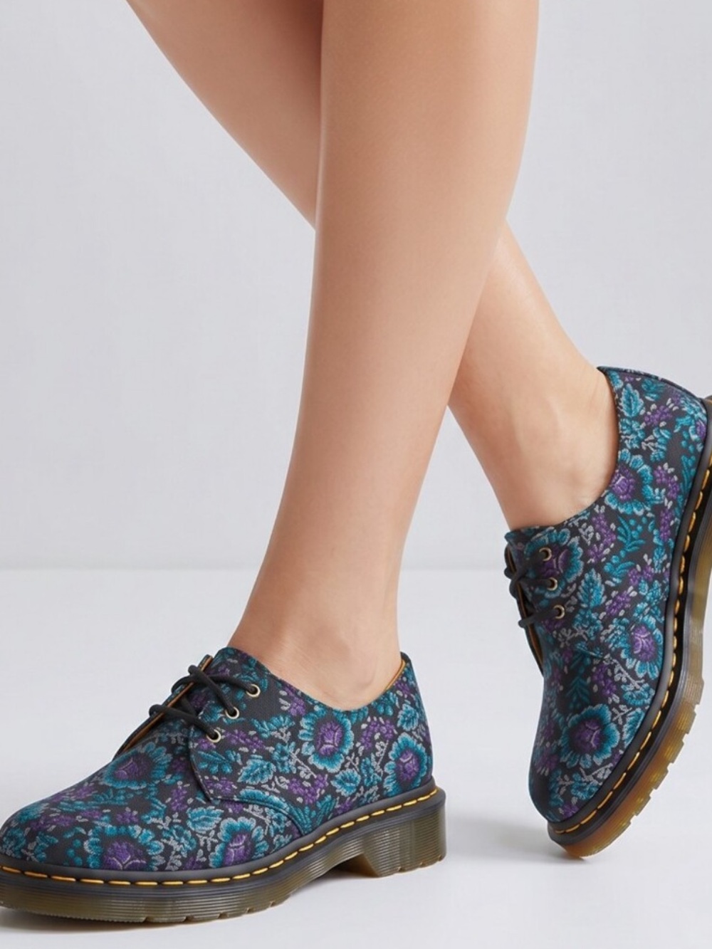 Dr. Martens 1461 Floral Jacquard Oxford Shoes Black Rich Purple Mens Size 10 Wom